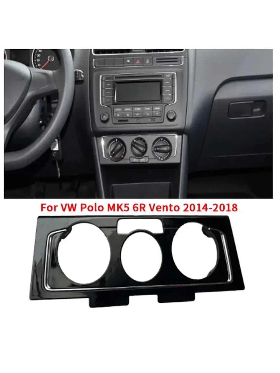 New Glossy Black Chrome Front Dash Manual AC Heater Control Panel Trim Cover For VW Polo MK5 6R Vento 2014 2015 2016 2017 2018