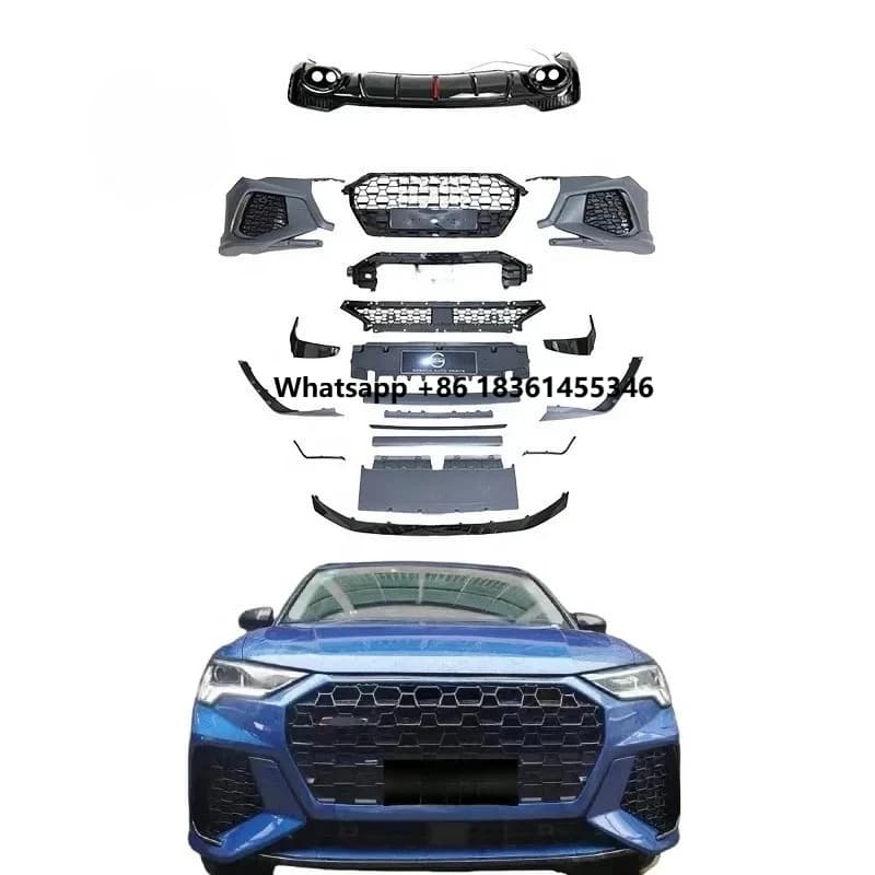 For 2019+  Q3 SQ3 To RSQ3 Body Kits Front Bumpers Rear Diffuser Exhaust Pipe Q3 Car Grill Bodykit RSQ3 Car Bumper