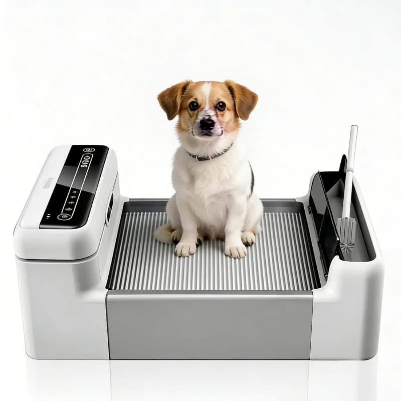 Smart Dog Toilet with Button Version, Fully Automatic Flushing Smart Dog Toilet  Self-cleaning Dog Toilet