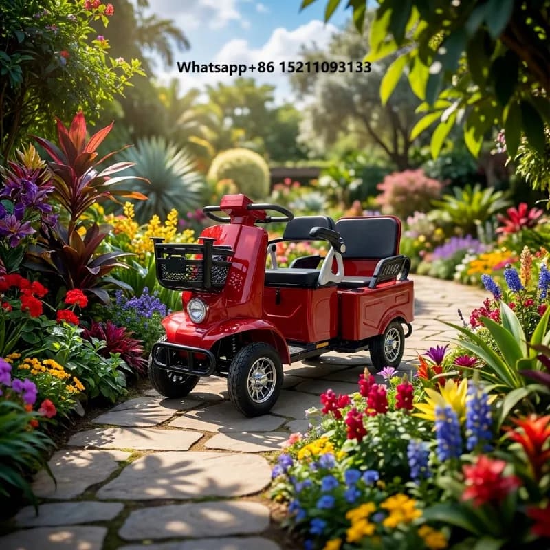 S8 Adult 4 Wheel EV Mini Car 2 Passenger 650W Large Convertible Cargo Tray Electric Vehicle for Garden & Property Patrol