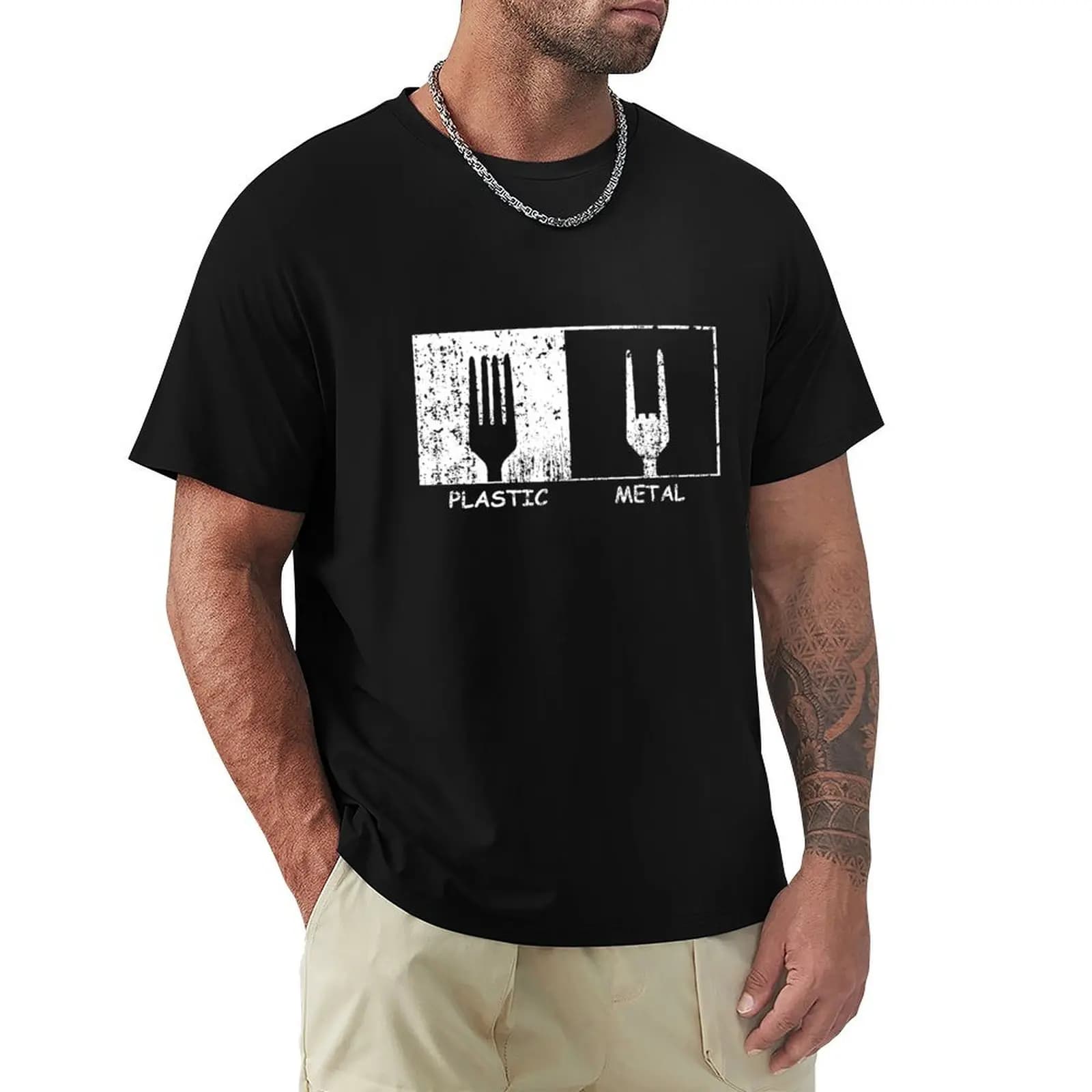 Plastic vs. Metal T-Shirt boys animal print Louboutins cute clothes tees t shirt men 100℅ cotton