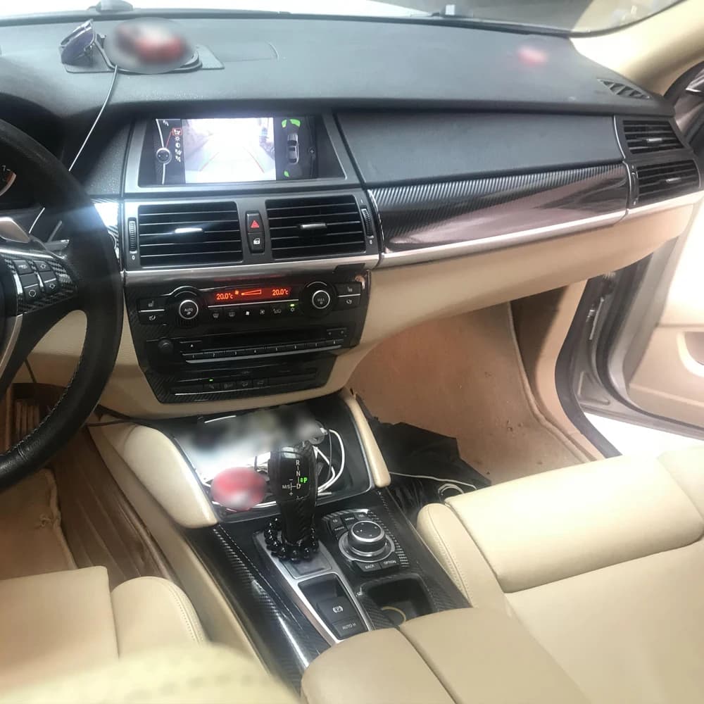 Carbon Fiber Interior Trim Stickers For BMW X6 E71 2007-2014 Central Console Gear Shift Panel Door Handle Cover Trim