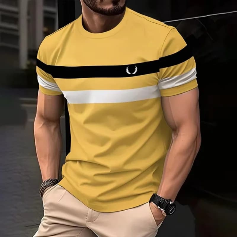 3D Print Colorful Stripes T Shirt For Men Color Block Pattern Short-Sleeved Tees Harajuku Streetwear Tops O-Neck T-Shirt Clothes