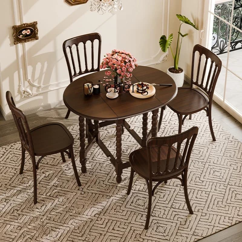 CJ-2 folding dining table solid wood  retractable table household small apartment balcony restaurant  table for living room