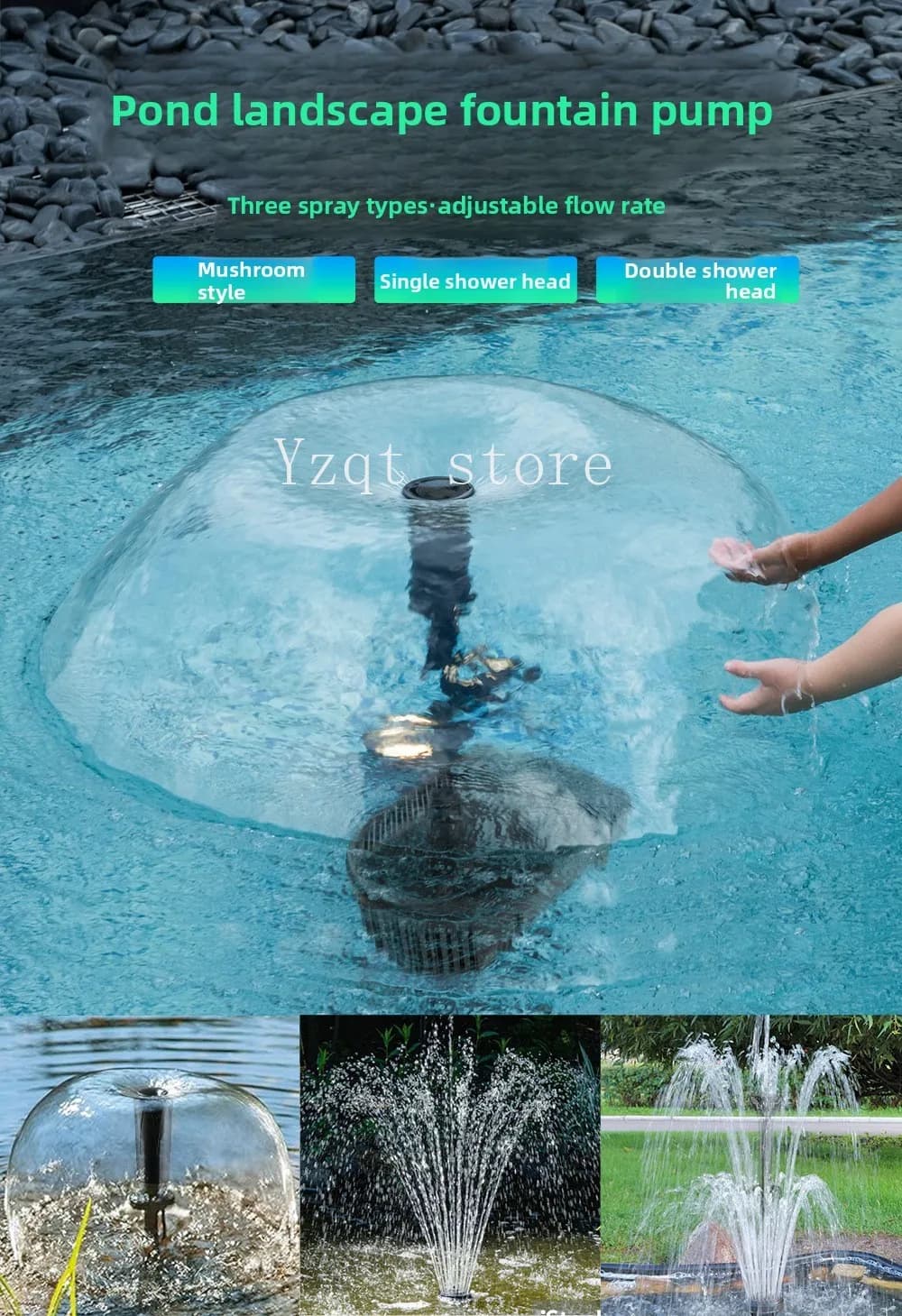 Fish pond fountain pump Garden fountain landscaping  pond courtyard Submersible pump Outdoor shower filter pump
