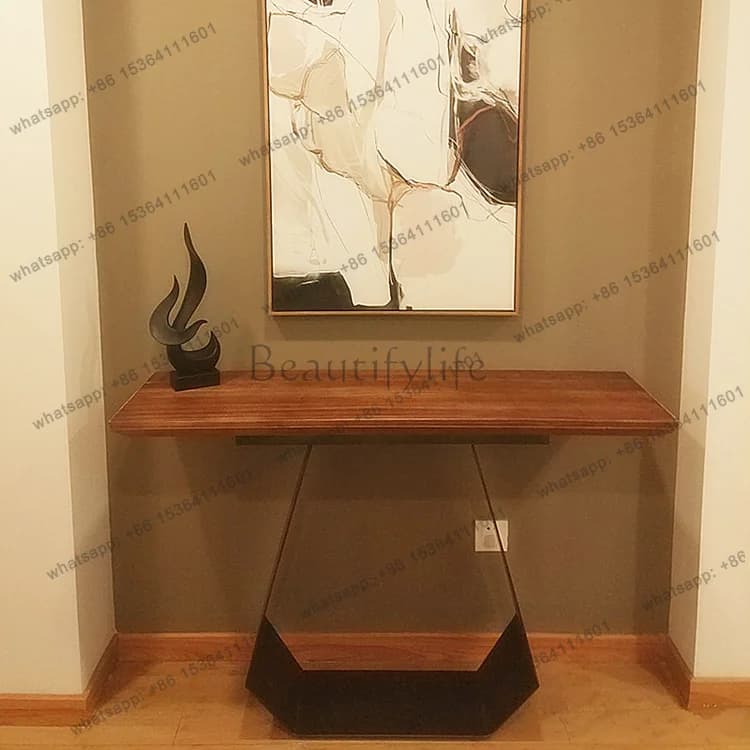 YJ Minimalist Entrance Cabinet Modern Art Entrance Platform Creative Solid Wood Slate Light Luxury Home Marble