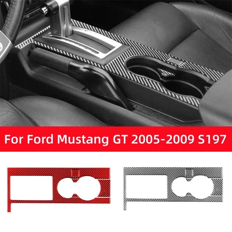For Ford Mustang GT 2005-2009 S197 Accessories Carbon Fiber Interior Car Gear Box Shift Panel Sticker Trim Frame Cover Decor