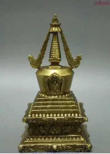 Tibet Buddhism Brass Sakyamuni Tathagata Relics Buddha Stupa Pagoda Tower Statue