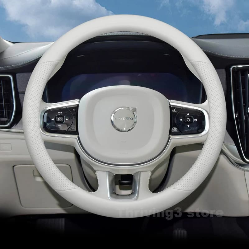 Leather Car Steering Wheel Cover For Volvo S90 ES90 EC40 EX40 EM90 XC60 V40 S80 2024-2026 Auto interior Volvo S90 Accessories