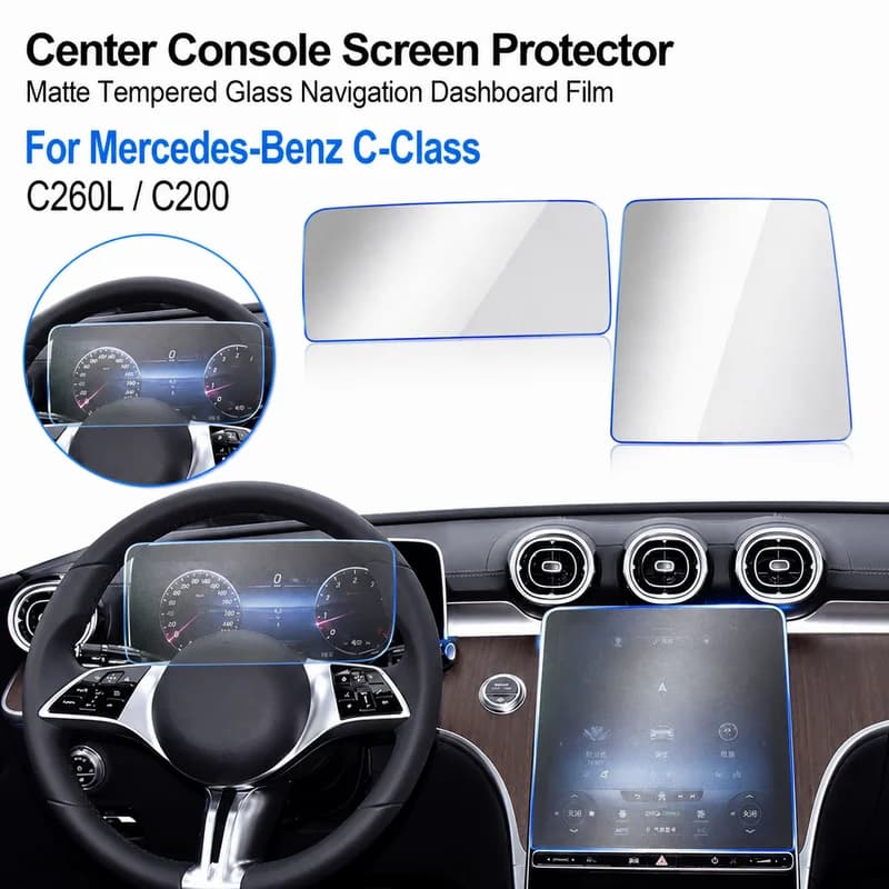 For Mercedes-Benz C260L C200 Center Console Screen Protector Matte Tempered Glass Navigation Dashboard C-Class Interior Film