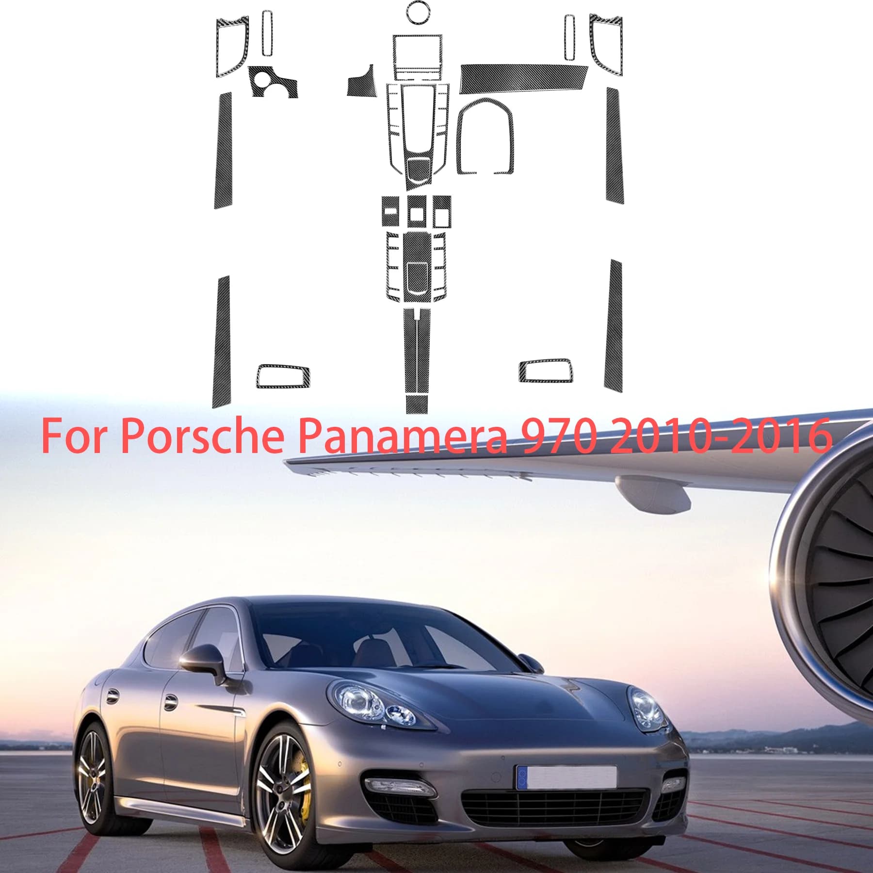 Carbon Fiber Car Contral Console Button Adjustment Multimedia Panel Decorative Cover Sticker For Porsche Panamera 970 2010-2016