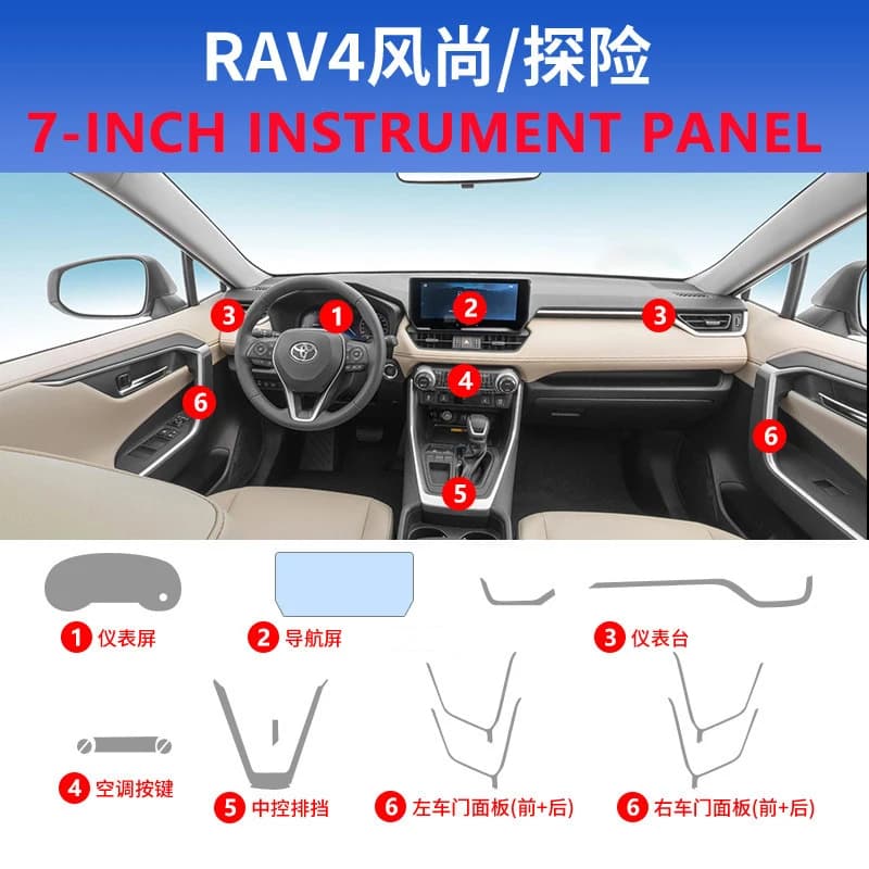 For Toyota RAV4 2023 2024 2025 Tpu Transparent Protector Film Car Interior Sticker Center Console Screen Car Decor Accessories