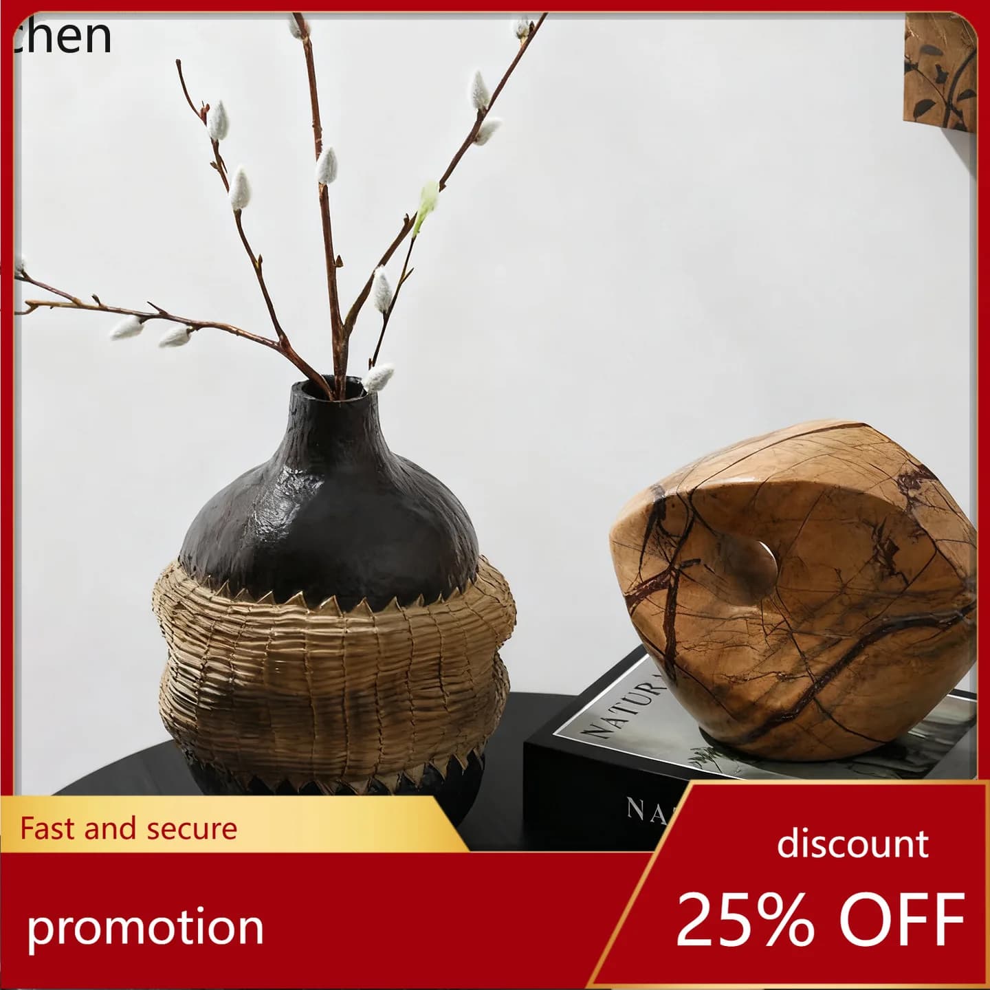 HT Aesthetic Abstract Flower Vase Ornament Modern Minimalist Dining Room Home Creative Niche Entrance Hall Artwork Decoration