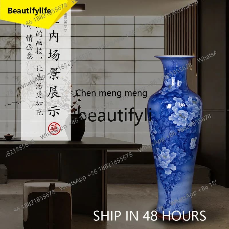 2003 Hand-painted Floor-standing Large Vase Jingdezhen Ceramic New Chinese Style Living Room Entrance Decoration