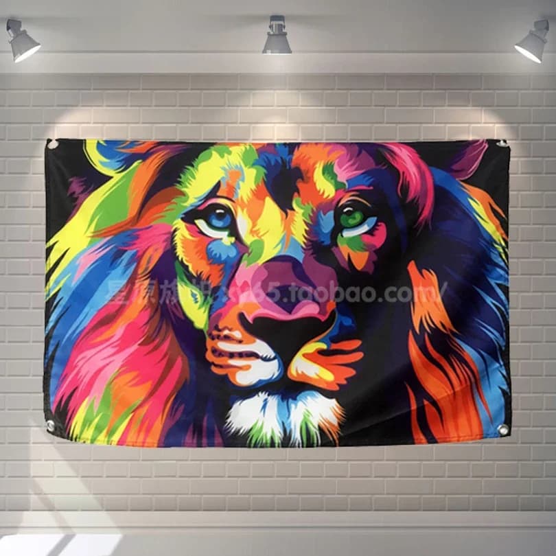 Pop Art "lion" Rock Band Poster Hanging Painting Wall Sticker 56X36 Inches Cloth Banner Music Banquet Home Decor