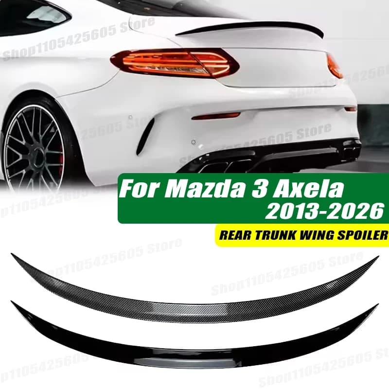 120cm 5D Carbon Look Rear Boot Trunk Spoiler Lip Stick-On Decorative Rear Wing For Mazda 3 Axela 2013-2026 Car Accessories