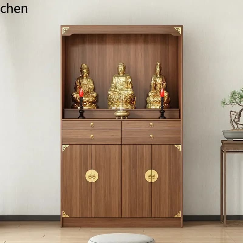 a1  buddha niche cinet with door, altar, pedestal, god of wealth, altar, guanyin shrine, living room for home