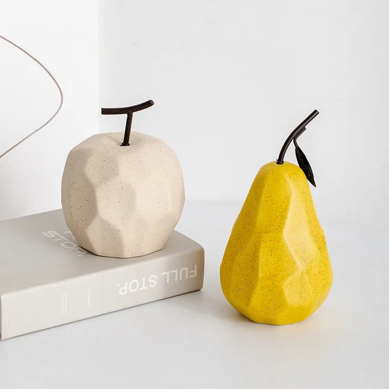 Creative Geometric Surface, Apple Pear Statue, Ceramic Crafts, Desktop Decoration, Fruit and Home Decoration Ornaments