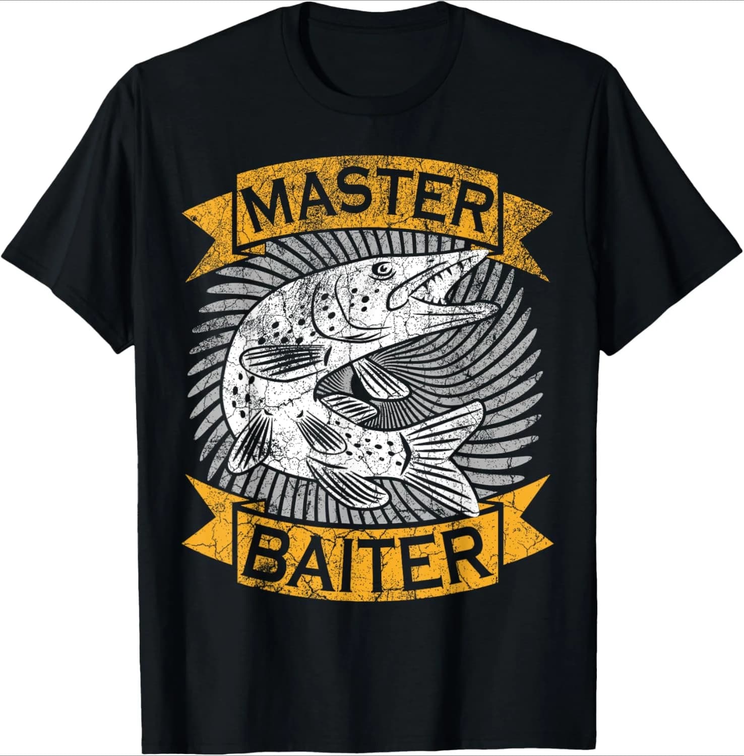Master Baiter Funny Pike Fishing Gift Ice Fishing Musky pattern design -100% cotton O-neck short sleeve printed men's T-shirt.