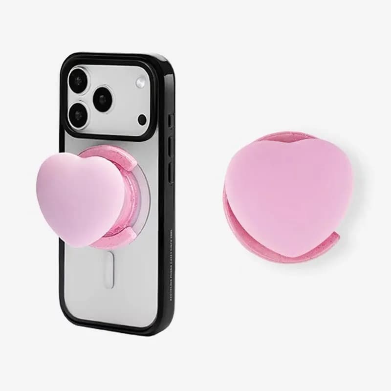 Pink Heart C Shape Magnetic Phone Stand for IPhone Holder Mount Support for Galaxy Mobile Phone Accessories