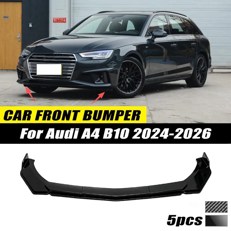 For Audi A4 B10 2024-2026 Front Bumper Lip Front Guard Spoiler High-quality ABS Material Body Kit Front Lip Accessories