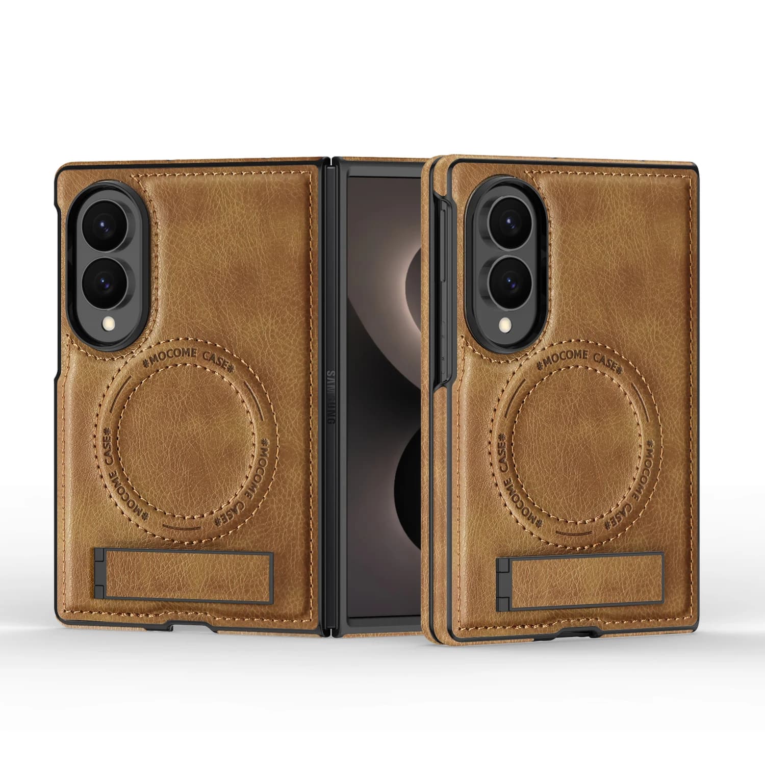 Magnetic Kickstand Holder Leather Phone Case for Samsung Galaxy Z Fold 8 Ultra 8 Wide 7 6 5 4 Shockproof Cover