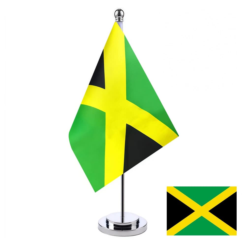 Aerlxemrbrae 14x21cm Office Desk Flag of  Jamaica  Banner Polyester Jamaica  National Flag for Decoration