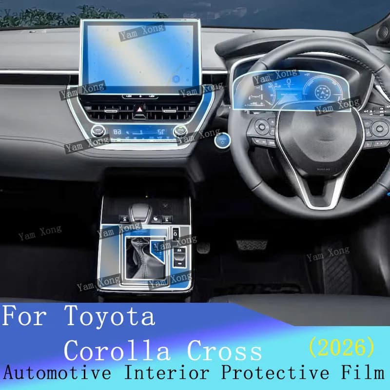 Car Gear Panel Sticker For Toyota 2026 Corolla Cross Full set interior Film Navigation screen TPU Transparent Protection Films