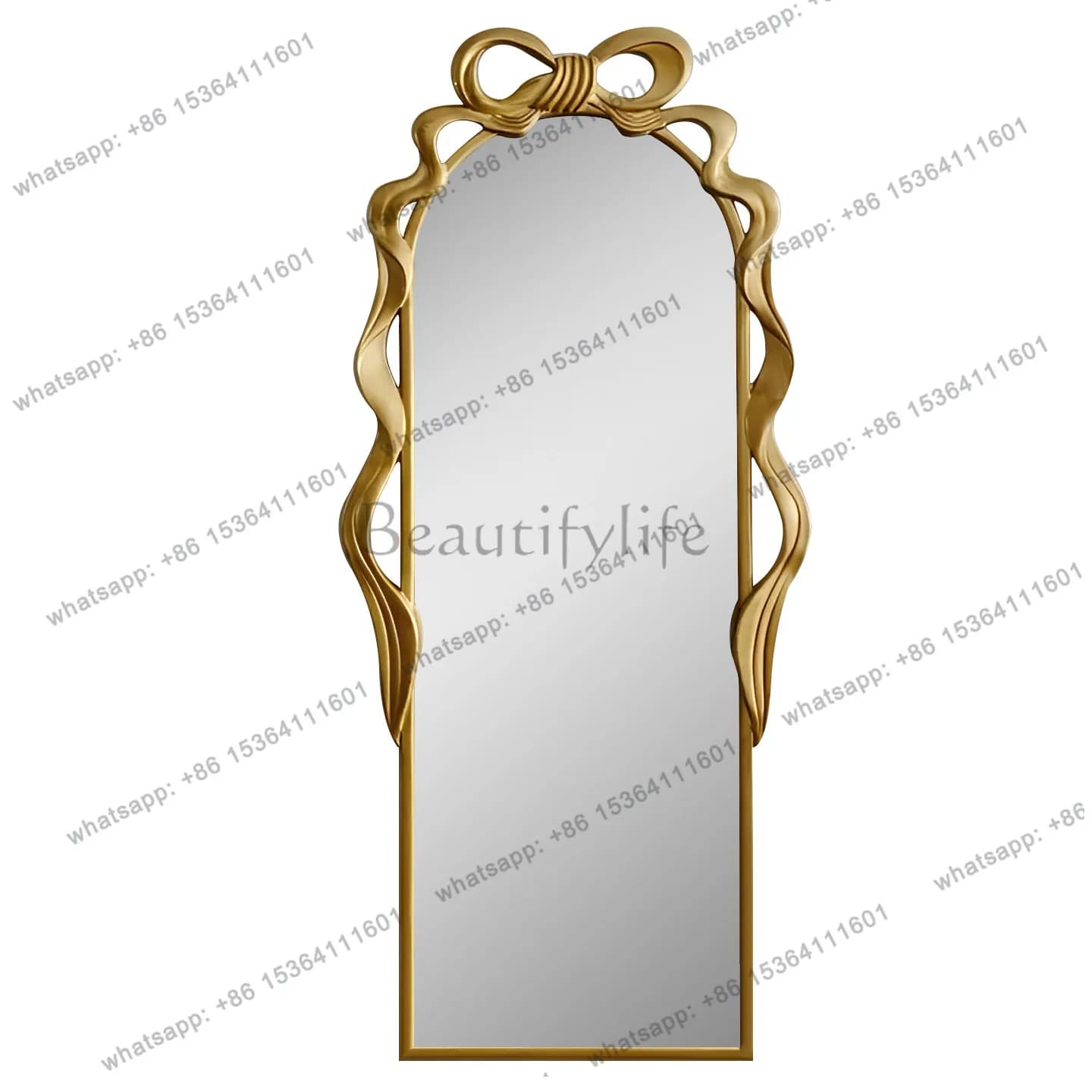 French retro carved full-body mirror European light luxury floor mirror