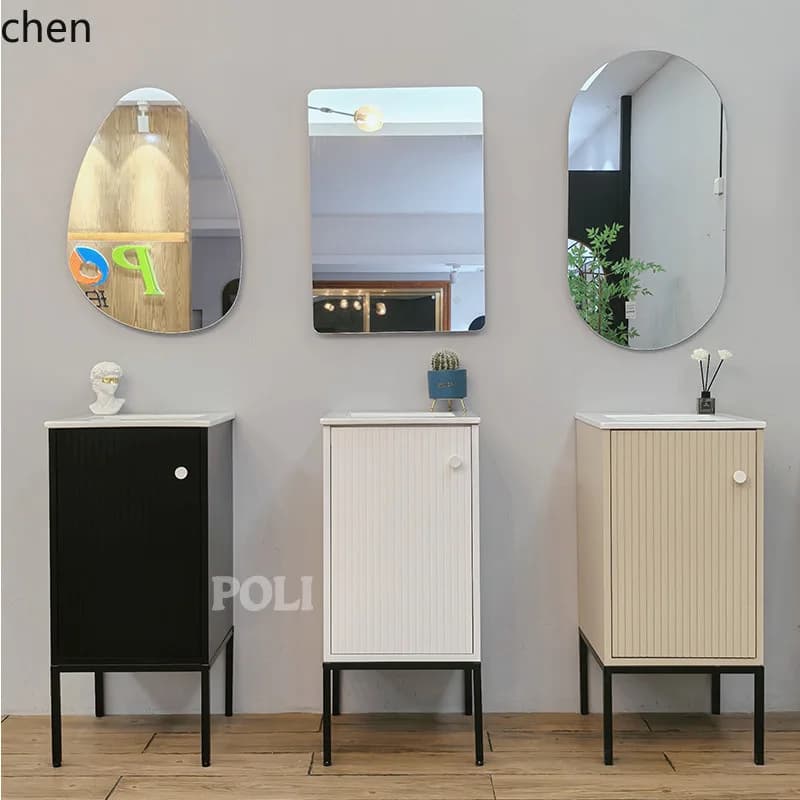 HYS Floor-standing Simple Home Bathroom Cabinet PVC Waterproof Storage Cabinet with Mirror