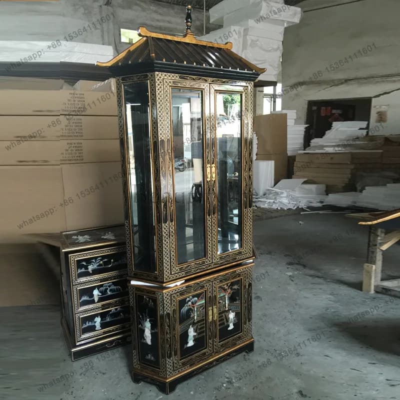 Luodian Craft Bogu Frame Artwork Book Storage Cabinet Glass Display Cabinet Painted Furniture