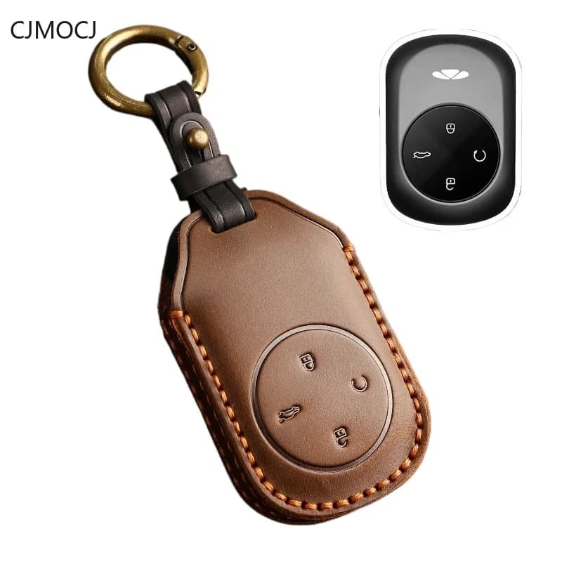 Premium Genuine Leather Key Cover Case for Chery Fengyun T10 / T9 (2024) - Full Wrap Protective Key Fob Shell Keybag Keychain