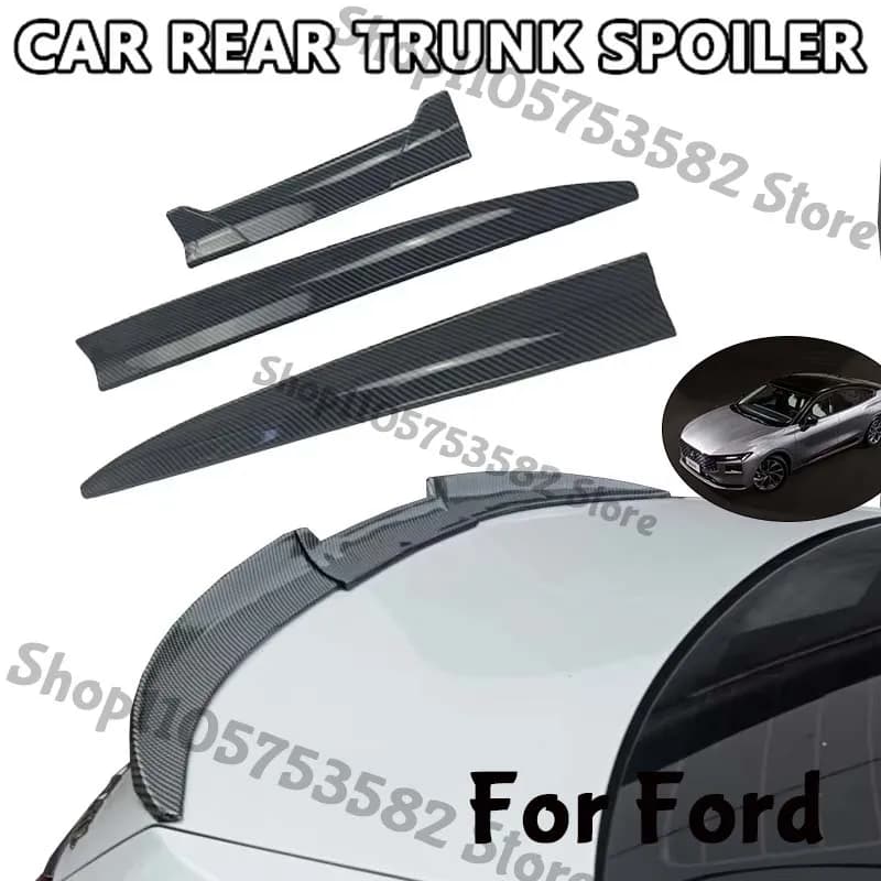 3Pcs DIY Cuttable Rear Trunk Spoiler Roof Wing Matte Black Universal Car Spoiler For Ford Sedan Hatchback Modification