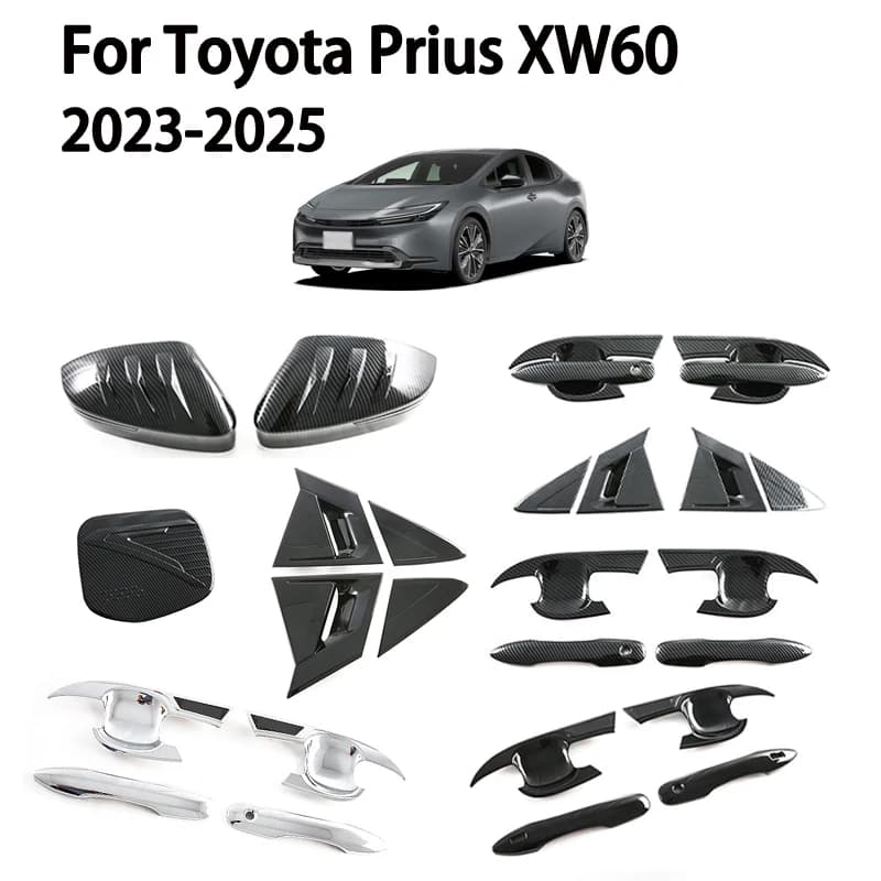 For Toyota Prius XW60 2023-2025 ABS Carbon Fiber Texture Rearview Mirror Cover Door Handle Bowl Trim Exterior Accessories