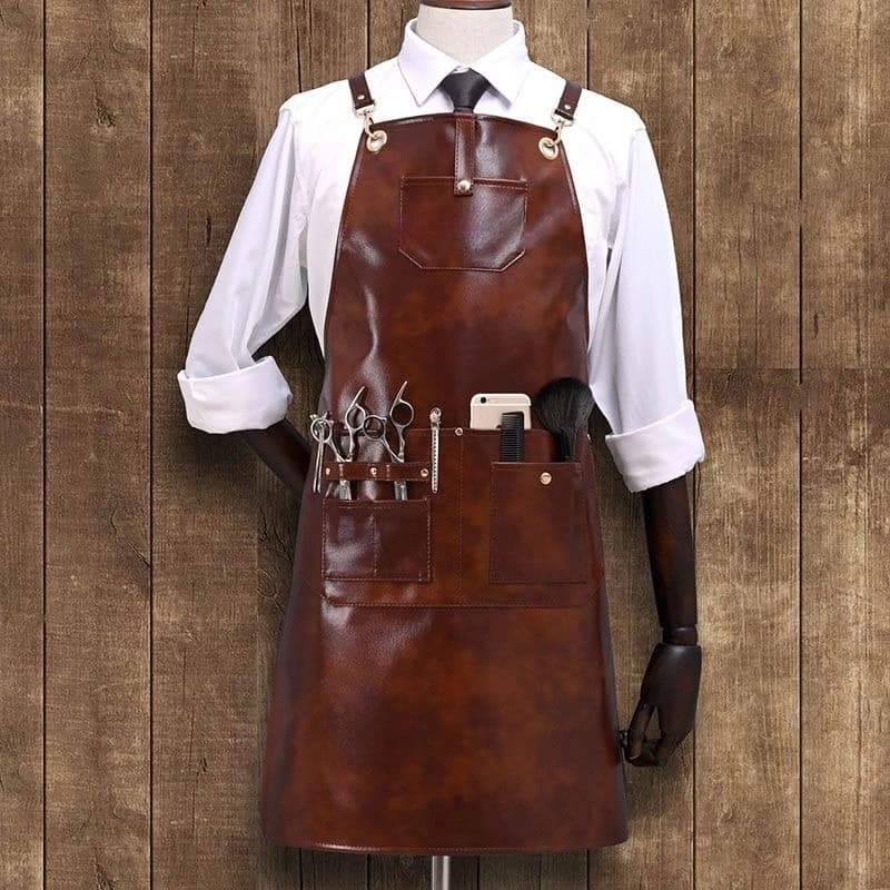 Bartender pet non-sticky waterproof and oil-proof retro imitation leather apron, work clothes
