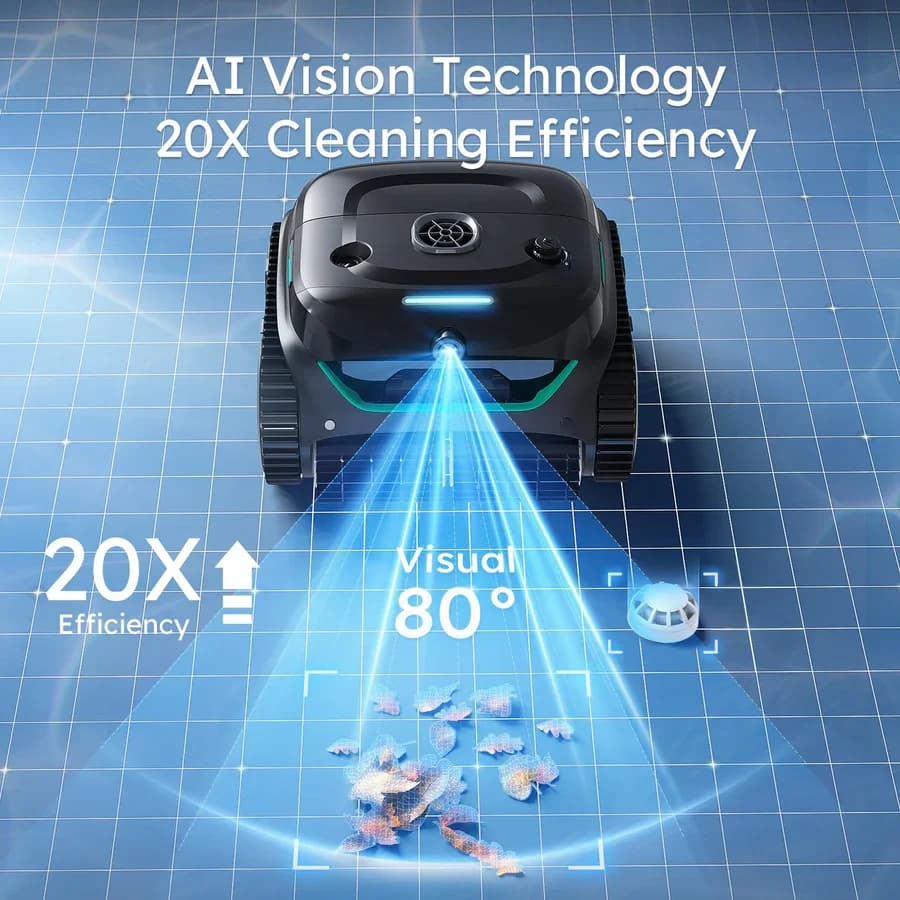 C2 Vision High-End Pool Robot AI Vision Detection Wall-Climbing Long Life Lithium Battery 180Min Runtime for Outdoor Pool