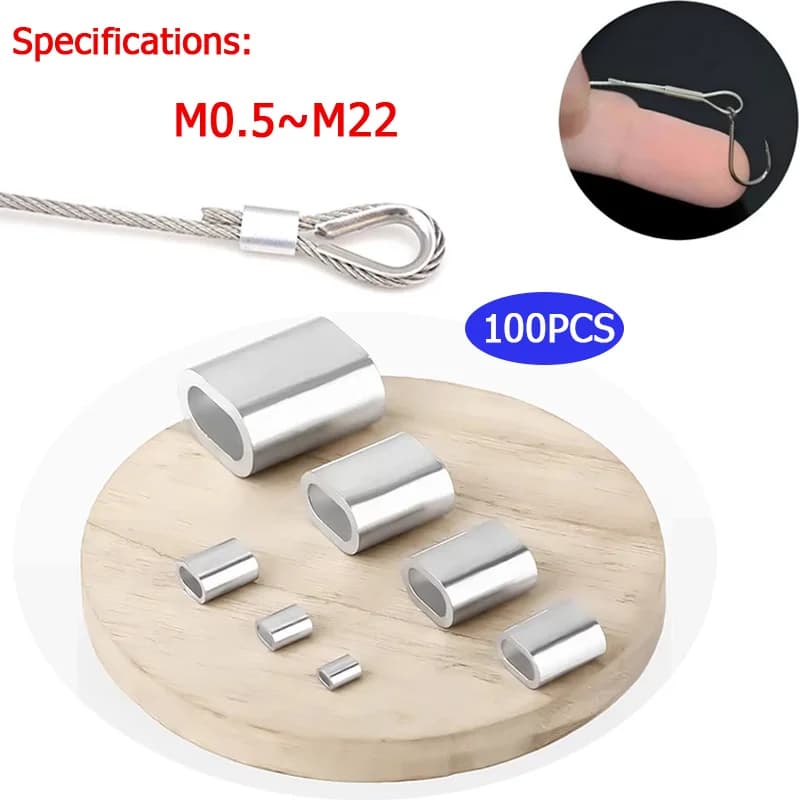 Elliptical Single Hole Aluminum Tube Fishing Crimping Sleeve, Fishing Line Tube Aluminum Crimping Sleeve Connector Accessories