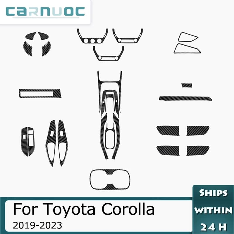 For Toyota Corolla 2019 2020 2021 2022 2023 Car Decorative Interior Carbon Fiber Black Various Parts Stickers Auto Accessories