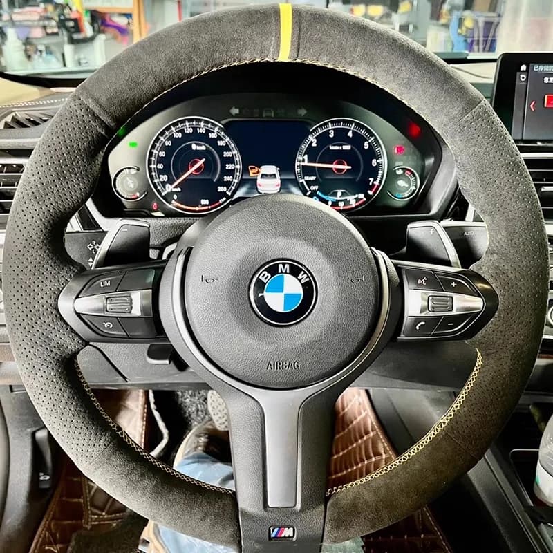 Hand-sewn Car Steering Wheel Cover for BMW M Sport F06 F10 F15 F16 F20 F21 F25 F30 F32gt F80 F82 X1 X3 X5 Suede Braid Cover