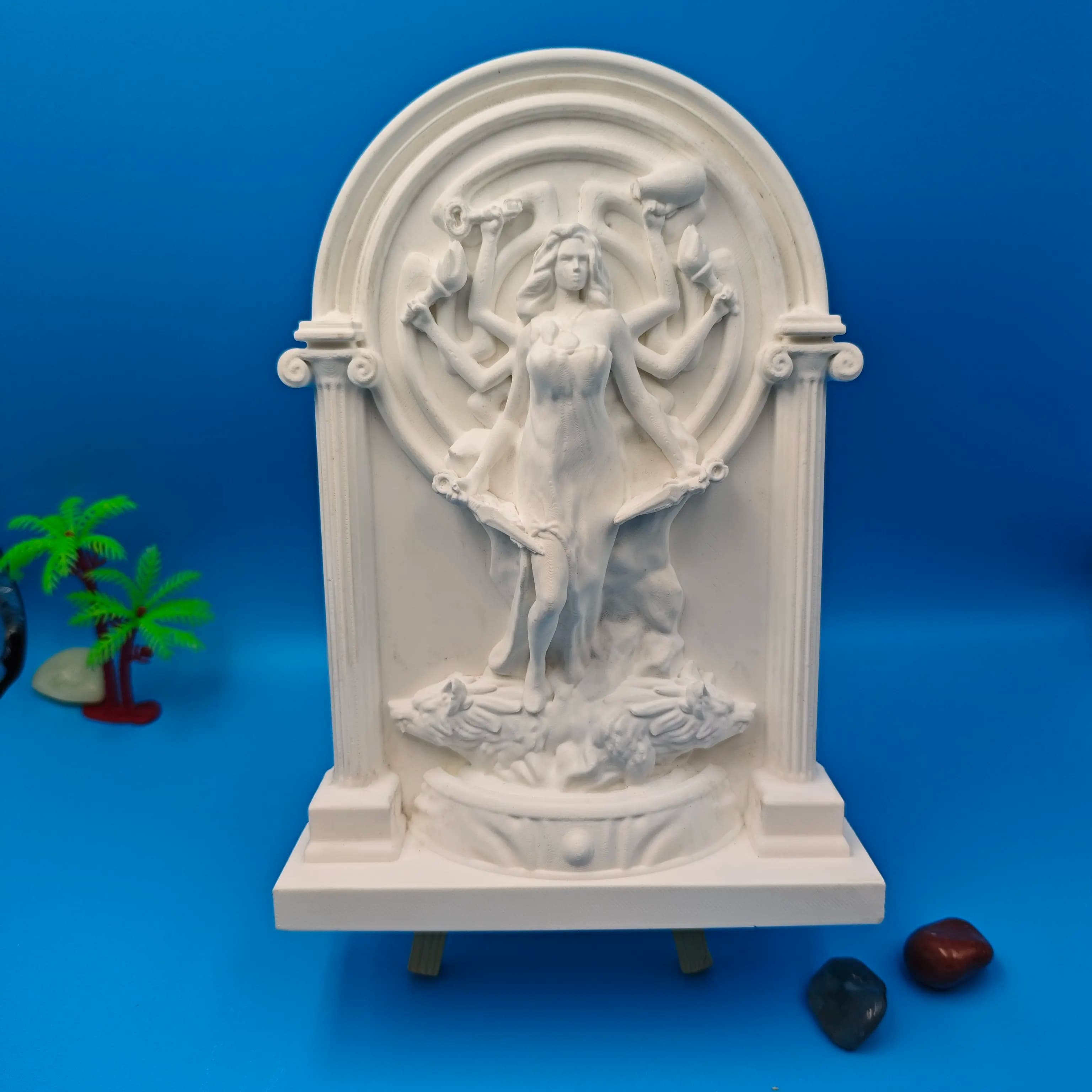 Handcrafted Hecate Goddess Statue Greek March Goddess Sculpture Vintage Home Decor Resin Art Sculpture Wall Relief