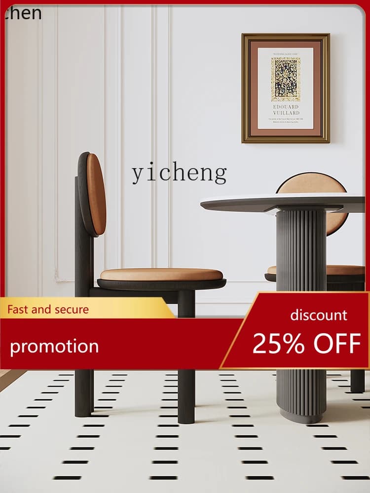 YFY  Retro Dining Chair Simple Solid Wood Ash Back Chair Designer