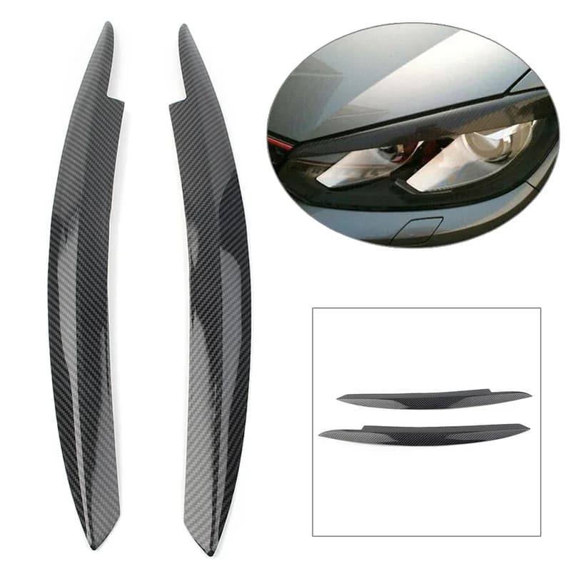 Car Headlight Cover Eyelid Eyebrow Eye Lid Brow Fit For VW Golf 6 MK6 2008 2009 2010 2011 2012 2013 Carbon Fiber Styling ABS
