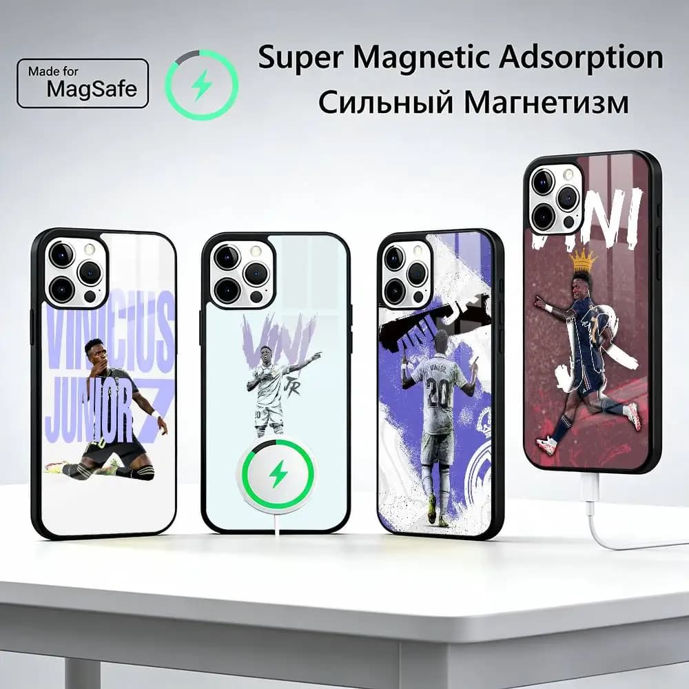 Football Player V-VINI J-JR Phone Case For iPhone17,16,15,14,13,12,11 Plus,Pro Max, New Magnetic Wireless Charging