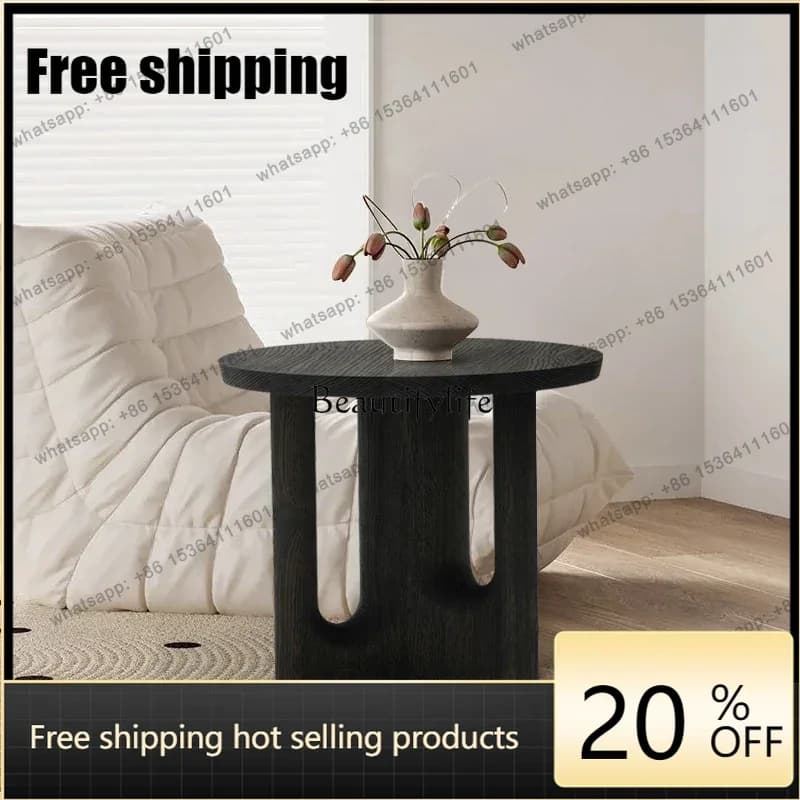 Customizable  Nordic Minimalist Living Room Sofa Side Few Household Small Apartment Round Solid Wood Small Coffee Table