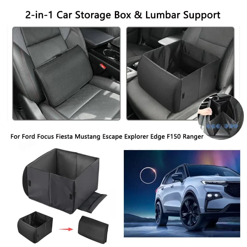 Storage box car lumbar support two in one storage box For Ford Focus Fiesta Mustang Escape Explorer Edge F150 Ranger