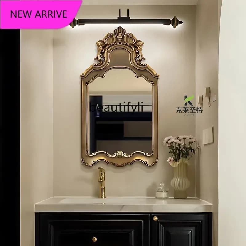 French bedroom cosmetic mirror classical entrance decorative mirror bathroom wall bathroom mirror6239