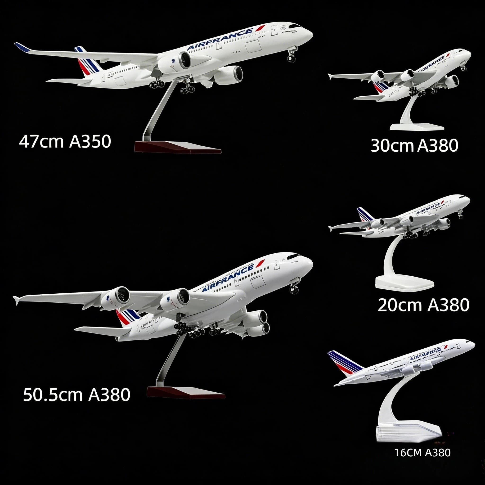 Various Sizes France A350 A380 Diecast Airplane Model Kit with Stand For Collection Display or Aviation Enthusiast Gifts