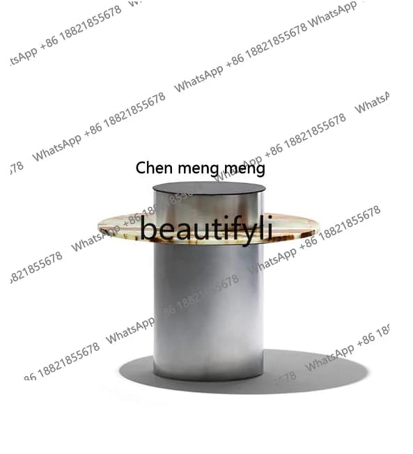 Modern simple round edge few ancient sapphire marble Bauhaus retro sofa edge few home accessoriesH