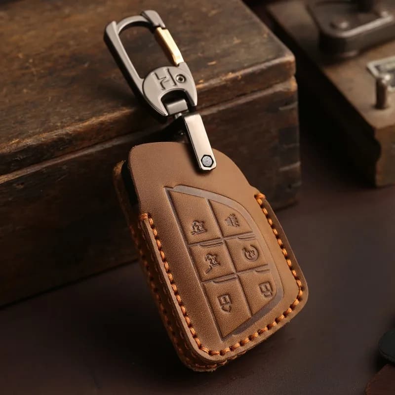 Genuine Top-Grain Leather Key Fob Cover for 2023 Buick Envision Plus/Envision S/GS, Leather Protective KeyCase with Keychain