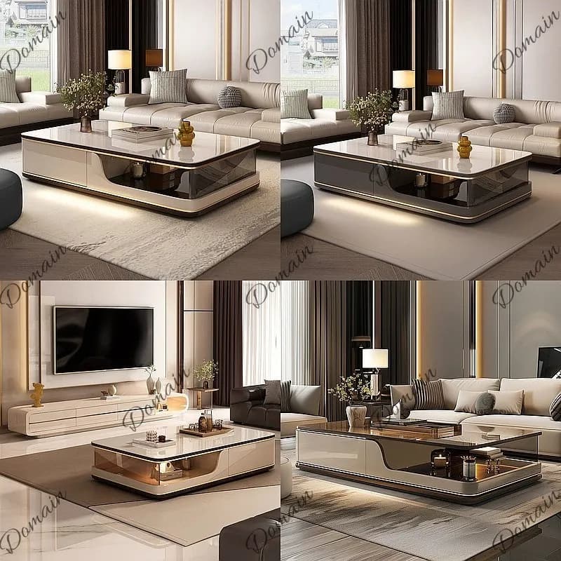 Modern Luxury Minimalist Coffee Table Tea Glass Sintered Stone Solid Wood Villa Living Room